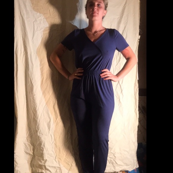 Stretchy royal blue jumpsuit - Picture 5 of 5